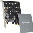 IO CREST Dual M.2 B-Key SATA SSD Converter PCI Express 3.0 x1 Expansion Card Heat Sink Jmicron JMB582 Chipset SI-PEX40153