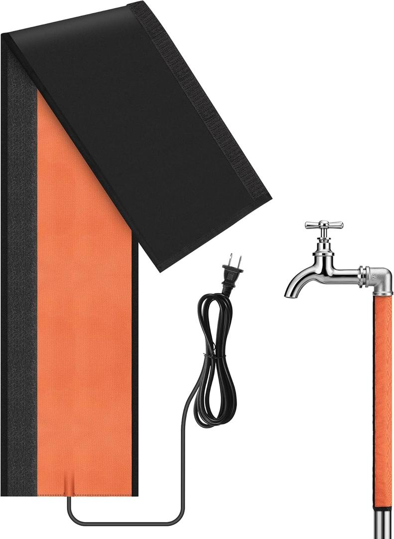 40'' x 7'' Pipe Heat Blanket for Winter Freeze Protection, Fits Pipes up to 1-1/4'' OD, Faucet Heating Blanket for Metal & Plastic Pipes, 120V Heated Pipe Wrap with 78.7'' Cable, Three Layer Design