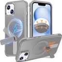 Anqrp 360 Rotatable Stand Magnetic Case for iPhone 14/13 with Adjustable Invisible Kickstand, [Compatible with Mag-Safe] [Mil-Grade Drop Protection] Translucent Matte Phone Case Cover 6.1" Gray
