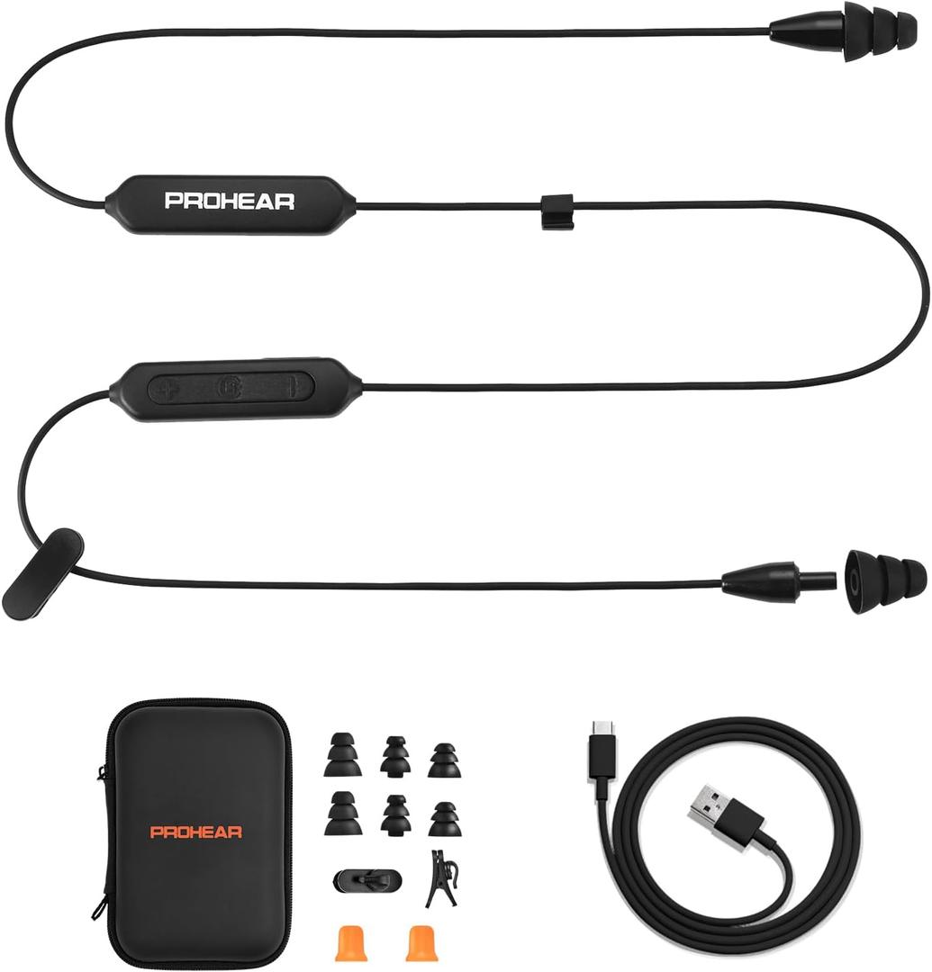 PROHEAR Bluetooth 5.4 Hearing Protection Earplugs & Earbuds, NRR 28dB Noise Reduction Safety Ear Plugs for Work, Industrial & Construction, Passive Hearing Protection, ANSI Tested, OSHA Compliant