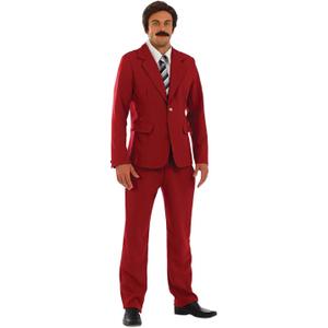 fun shack News Anchor Costume for Men, Newsreader Suit, Anchor Man Outfit, Professional Newsreader Halloween Costumes for Men (Medium, Red)