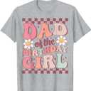 Dad of The Birthday Girl Retro Family Groovy Birthday Party T-Shirt, heather Grey 3XL