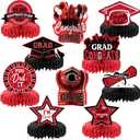 Yisong 10 Pcs Red Graduation Table Decorations 2026, Graduation Centerpieces for Tables, Class of 2026 Congrats Grad Honeycomb Centerpieces, Grad Table Toppers for Party Supplies, 20 x 20 cm/ 7.8 x 7.8 inches
