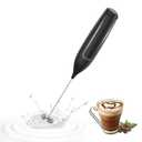 Milk Frother Handheld Battery, Electric Foam Maker Frother Wand, Drink Mixer with Stainless Steel Whisk for Coffee, Matcha, Lattes, Cappuccino Black