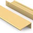 Peaha 10 Pack Kitchen Cabinet Handles 3-3/4 inch Matte Gold Pulls for Dresser Drawers Brushed Brass Door Edge Finger Pull Hardware (Hole Centers:3-3/4in(96mm))