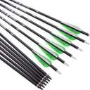 Archery Bow Carbon Arrow Hunting Target Practice Arrows 26 28 30 Inch with Removable Tips for Compound & Recurve Bow Spine 500 6PCS 12PCS Pack