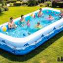 165"x76"x22" Inflatable Pool with Electric Pump, Large Blow Up Family Swimming Pool for Adults & Kids, Thickened Heavy Duty Backyard Water Party Pool