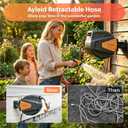 Retractable Rubber Hybrid Garden Hose Reel, 1/2"x100ft Wall Mount
