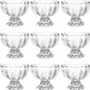 Iced Cream Dessert BowlSet of 96oz Vintage Glass ware with Heavy Base, Drinking Cup for Sundae, Fruit, Ice Cream, Snack, Condiment (9)