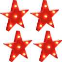 Jutom 4 Pieces Star Night Lights LED Plastic Star Shaped Sign Lighted Marquee Desk Lamp for Gift Red
