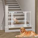 Clear Baby Safety Gate for Stairs,29"-48" Wide, 30" Tall Pressure Mounted Acrylic Pet Gate, Easy Walk Through Auto Close Child Gate for Doorways and House,29.52-47.24"