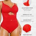 SHAPELLX Tummy Control Swimsuits Women V Neck One Piece Bathing Suit Ruched Push Up Slimming Swimwear Built-in Bra (XXL)