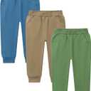 GFQLONG 2/3 Pack Toddler Pants Sweatpants Boys Cotton Joggers, Athletic Pull on Sweat Pants with Pockets for Kids Clothes (Z Green+light Blue+khaki) Size 2-3T