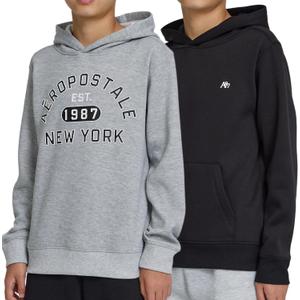 AEROPOSTALE Boys Hoodie 2 Pack Premium Comfy Fleece Hooded Pullover for Kids, Soft Boys Sweatshirts Set, Size 4-20 (Black, M)