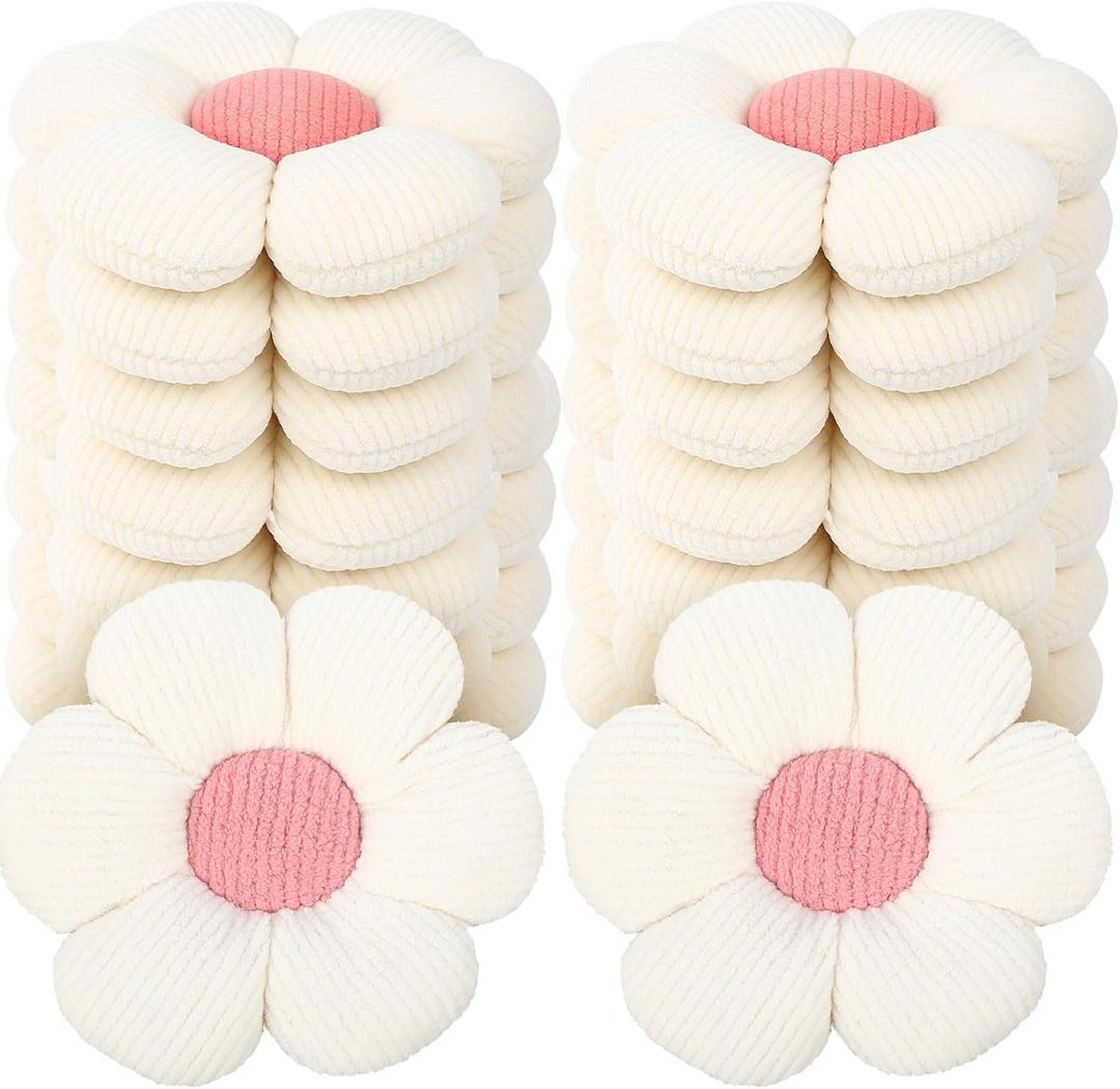 Beeveer 10 Pcs Cute Flower Pillow 15.75 Inch Flower Plush Throw Pillow Aesthetic Decorative Seating Cushion for Spring Back to School First Day of School Sofa Couch Bed Decor(Monochrome,White)