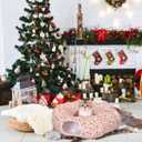 Leyndo 37 x 10 Inches Christmas Santa Cat Tunnel Bed Under Christmas Tree with Central Mat for Xmas Tree Skirt Warm Soft Cat Tube in Red Green Multifunctional Decorative Bed