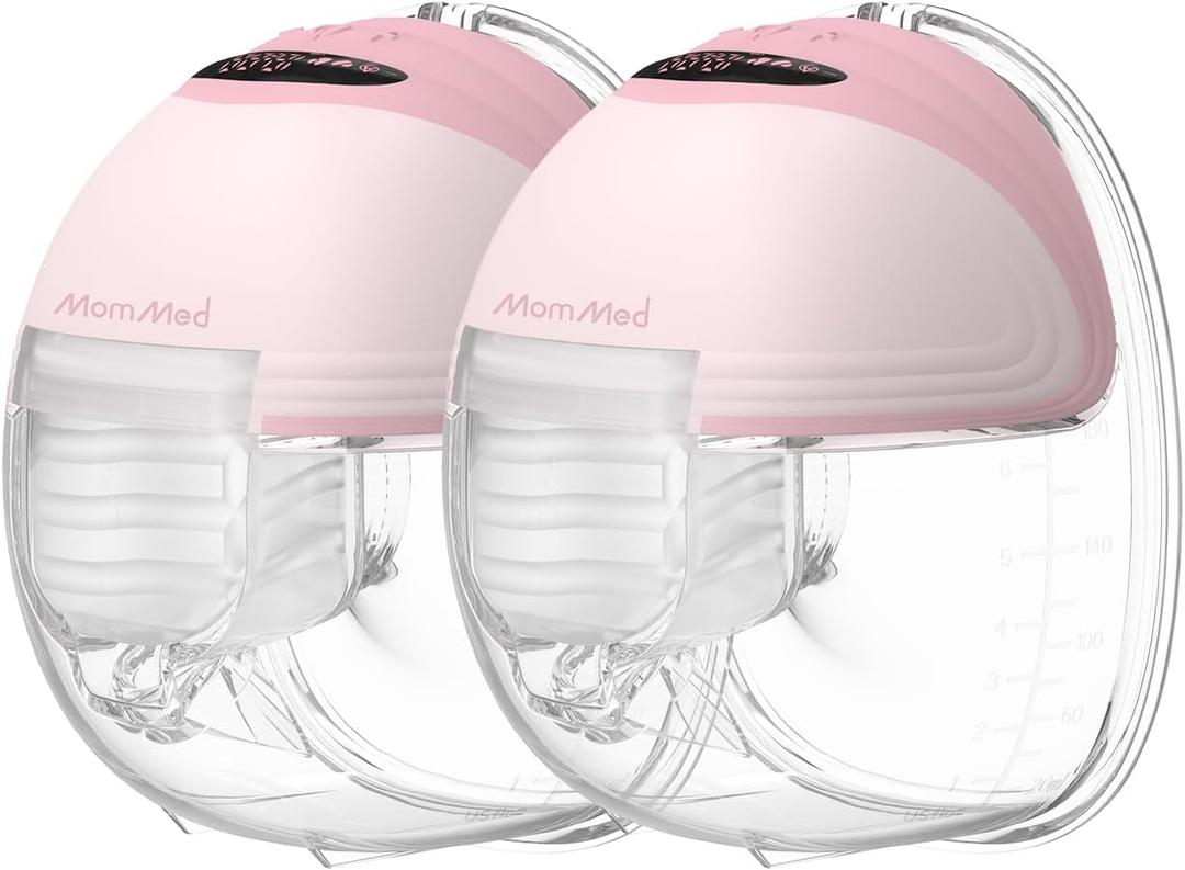 MomMed Wearable Breast Pump (Model S21)  Double Electric Hands-Free Breast Pump, Leak-Proof Design, 3 Modes (Stimulation, Expression, Auto) & 12 Vacuum Levels, Portable and Quiet (2Pack, Pink)