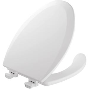 Mayfair 18440EC Open Front Toilet Seat and Lid, Easy Clean Hinges and Durable Wood Seat, Made in USA, Elongated, White