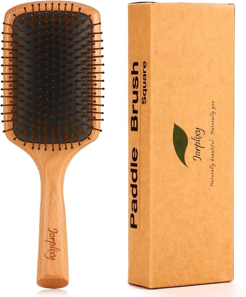 Hair brush for Men and women,Wet Brush with Wooden Handle, Curly Hair brush, Air Cushion Brush, Wooden Paddle for Thick/Thin/Fine, Wet & Dry Styling, Square Large brush
