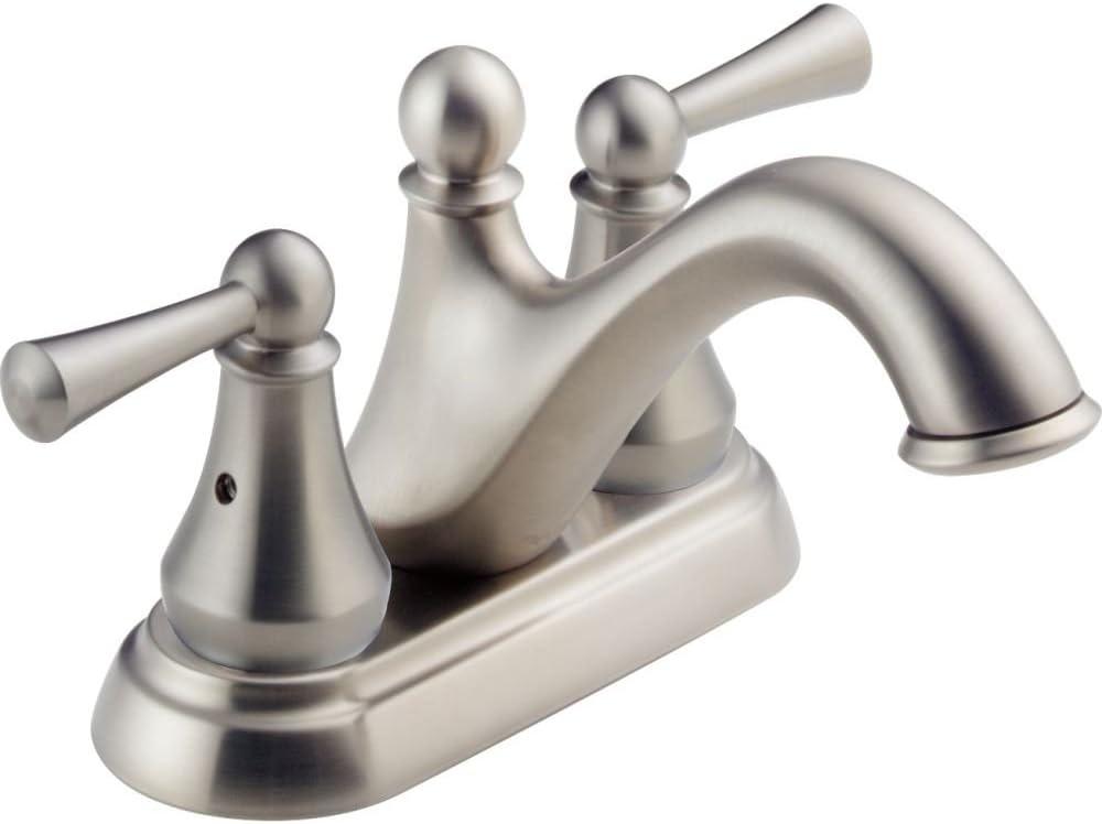Delta Faucet Haywood Centerset Bathroom Faucet Brushed Nickel, Bathroom Sink Faucet, 2 Handle Bathroom Faucet, Drain Assembly, Stainless 25999LF-SS (Pack of 1)