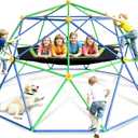 10FT Geometric Dome Climber for Kids 3-12 - Heavy Duty 1000LB Capacity Jungle Gym with Hammock & Climbing Grips, Outdoor Backyard Play Equipment, Easy Assembly (Blue-black)
