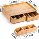 SOUJOY Bamboo Drawer Organizer for Coffee Pod, K Cup Organizer for Counter, Tea Bag Storage Organizer with Drawer and Side Storage Box for Kitchen Office Coffee Bar