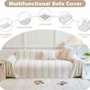 Couch Cover for Dogs Washable Sofa Cover, Sectional Couch Covers, Sofa Covers for 2 Cushion Couch, Non Slip Stripe Sofa Slipcovers Furniture Protector (Beige, 71x118)