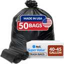 Reli. 40 to 45 Trash Bags Heavy Duty | 50 Trash Bags | Super Sizeable for Serious Garbage Cleanup (Black)