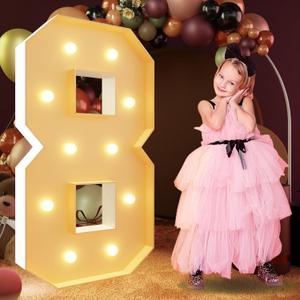 imprsv 4FT Marquee Numbers, Light Up Letters for 18th & 80th Birthday Decorations, Anniversary Party Decor, Pre-Cut Foam Board Kit
