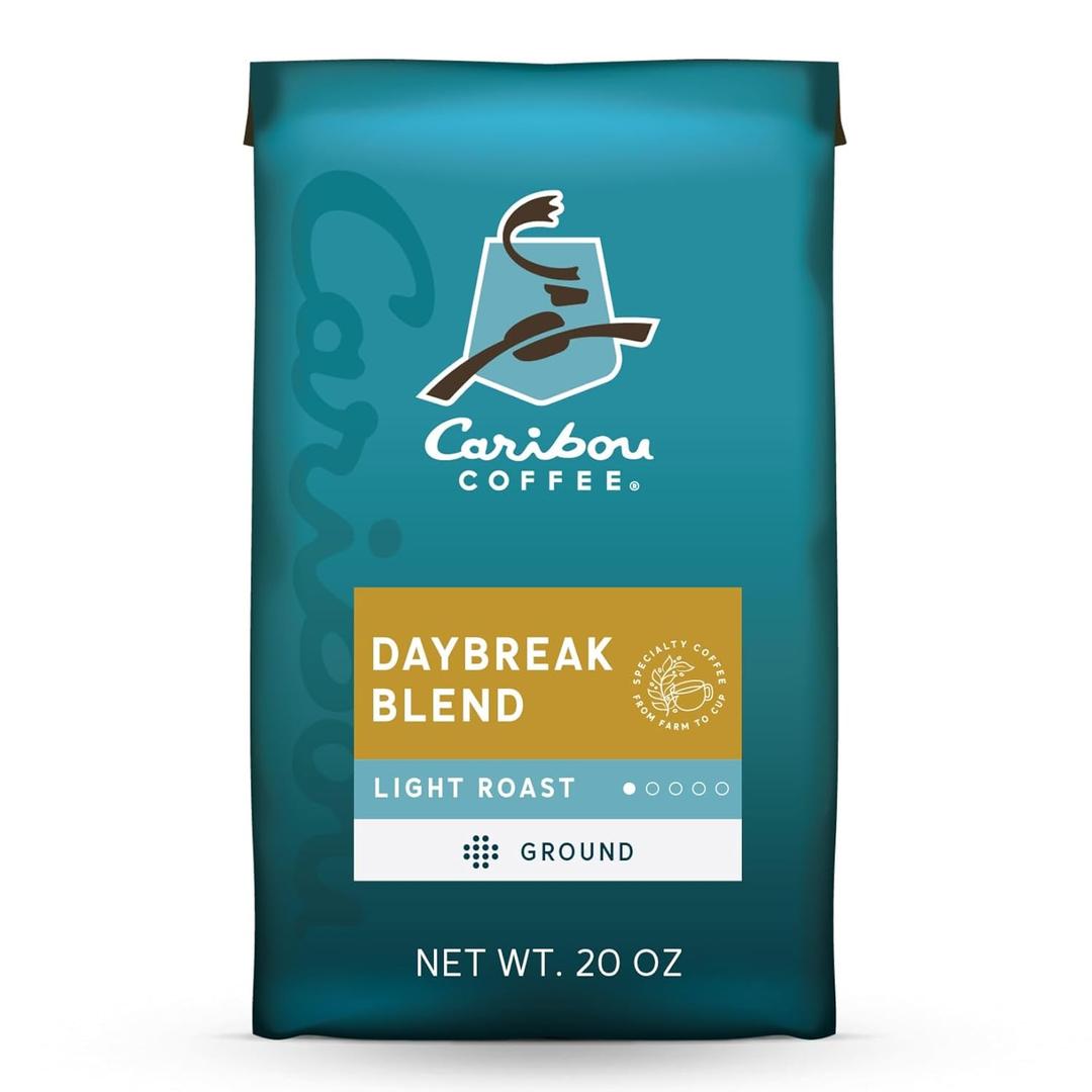 Caribou Coffee, Light Roast Ground Coffee - Daybreak Morning Blend 20 Ounce Bag (EXP 02/01/26)