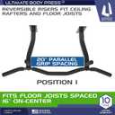 Ceiling Mount Pull Up Bar with Reversible Risers for 16 and 24 Inch Joists with Optimum Grip Spacing by Ultimate Body Press