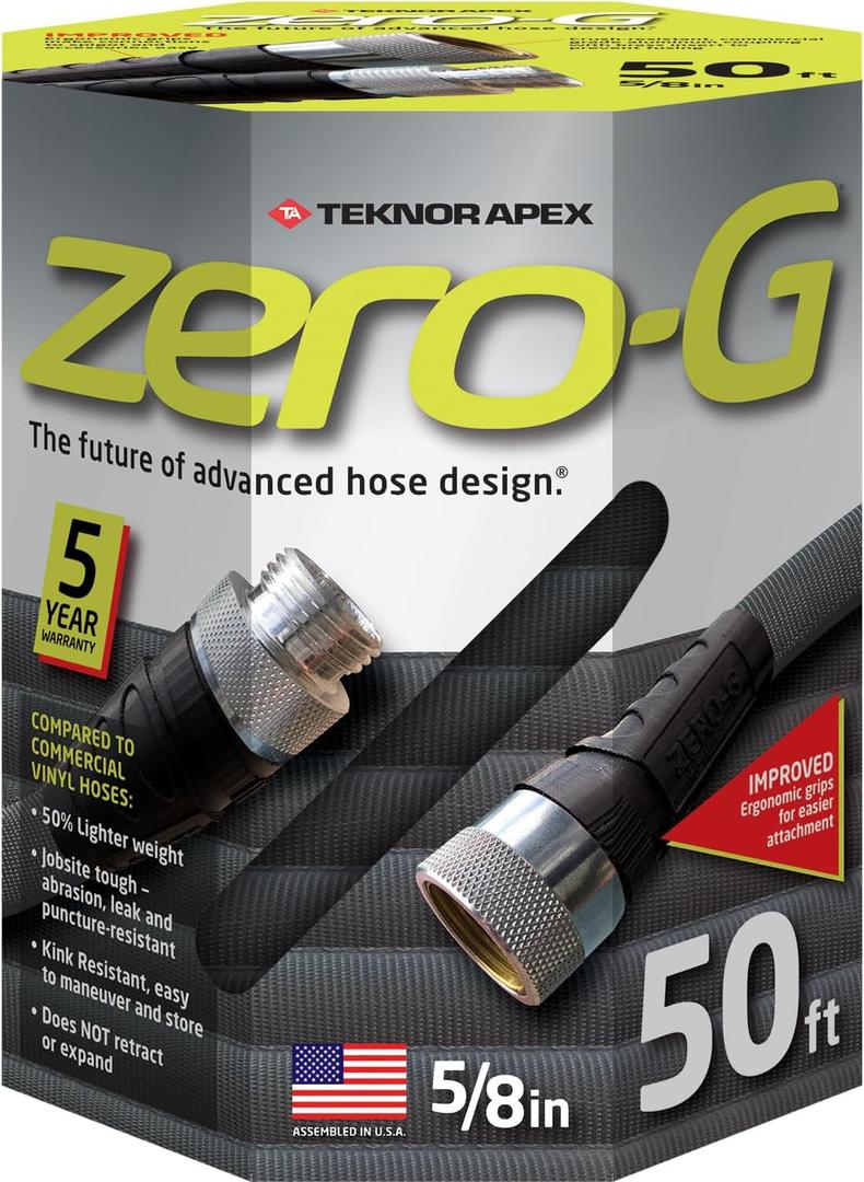 Zero-G 4001-50 Lightweight, Ultra Flexible, Durable, Kink-Free Garden Hose, 5/8-Inch by 50-Feet,Black