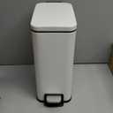 Slim Bathroom Trash Can with Soft Close Lid, 1.6 Gallon Stainless Steel Garbage Can with Removable Inner Bucket, Durable Step Pedal, Small Trash Bins for Toilet, Bedroom, Kitchen, Office (White)