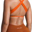 Aoxjox Women's Workout Sports Bras Square Neck Emma Cross Back Fitness Training Gym Bra Yoga Crop Tank (Firecracker, Small)