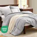 CozyLux King Size Comforter Set - 270GSM French Grey Bedding Sets for All Seasons, 3 Pieces Box Stitched Bed Set with 1 Down Alternative Comforter and 2 Pillow Shams, Soft, Lightweight, Durable