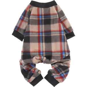 SCENEREAL Dog Pajamas for Small Dogs, Small Dogs Sweater, Soft and Warm Puppy Clothes, Holiday Onesie Christmas Outfits for Doggie Cold Winter - Dog Jammies Pjs (Brown), S