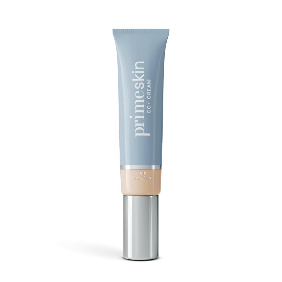 PrimeSkin CC+ Cream for Mature Women  Lightweight Liquid-to-Powder Foundation  Blurs Pores & Covers Age Spots  Crease-Free, Hydrating & Soft-Matte Finish for Sensitive Skin (Fair)