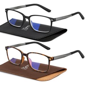 EASY READ 2 Pairs Sporty Style Reading Glasses for MenRectangular TR90 Blue Light Blocking Readers with Spring Hinge