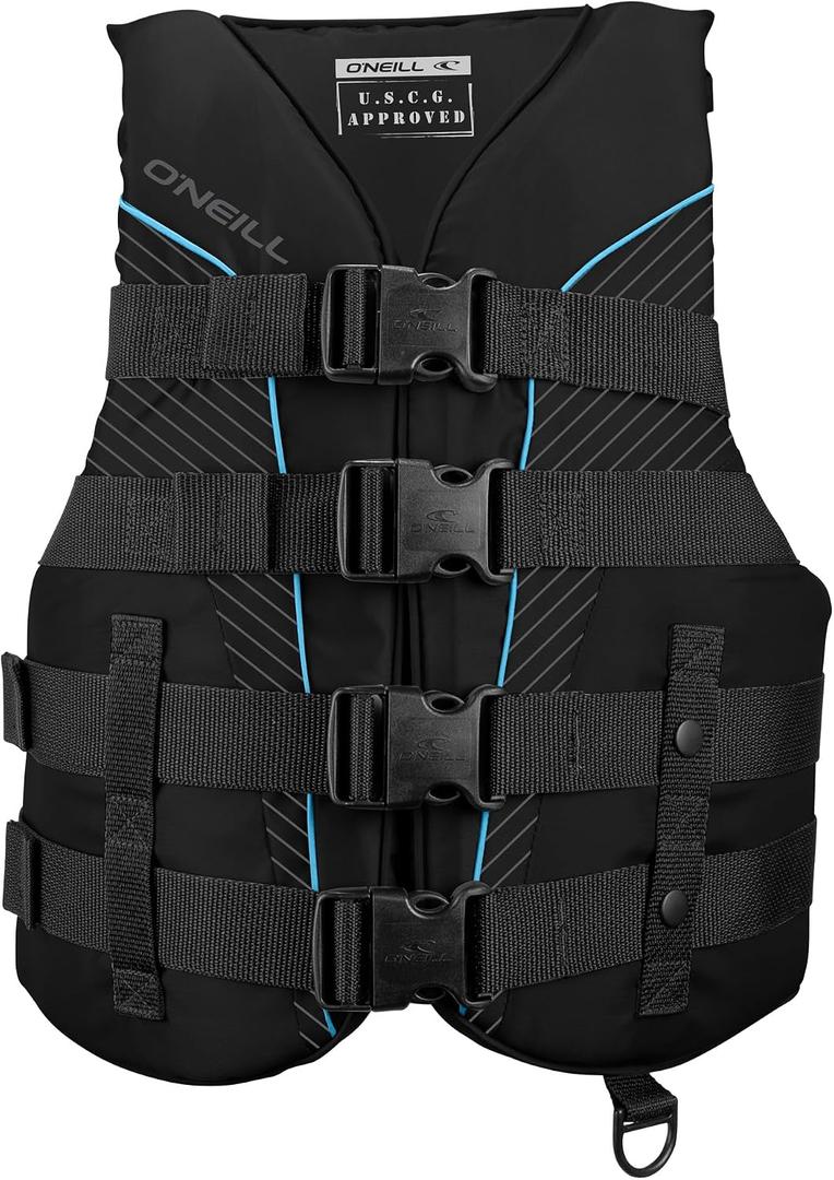 ONeill Womens SuperLite USCG Approved Life Vest Lightweight Womens Life Jacket for Boating, Wakeboarding, Waterskiing & Your Favorite Water Activities (Black, L)
