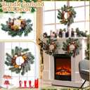Brown 4 Pcs 9" Mini Christmas Wreaths for Kitchen Cabinet Small Christmas Table Centerpieces Mini Candle Ring Hanging Garland Wreaths for Xmas Front Door Kitchen Cabinet Window Table Decor