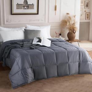 Wool Comforter Queen Size Duvet Insert All Season, Ultra-Soft Wool Duvet, Breathable Washable Comforter, Medium Weight,100% Noiseless Cotton Shell(Dark Gray)
