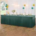 Hunter Green Spandex Table Clothes for 8 Foot Rectangle Tables, Wrinkle Free Fitted Tablecloth Cover 8ft Green Stretchy Tablecloths with Skirt for Parties Weddings Birthday Banquet Baby Shower