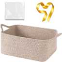 Large Empty Gift Baskets for Baby Shower, 16.5" L x 12.6" W x 7" H Cute Woven Storage Basket with Gift Bags and Ribbons, Small Rope Toy Basket with Handles, Cat Dog Pet Toy Organizer - Brown