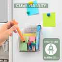 Clear Adhesive Wall Storage Bins, 4 Pack Cabinet Door Organizer Holders, Hanging Wall Mount Pockets, Plastic Cups for Shower Bathroom Makeup Office Craft Remote Kitchen Sink RV Organization (Small)