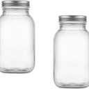 Storage Jars for Kitchen,Storage Jars,Coffee Bean Jars,2pcs Honey Container Glass Canister with Lid Clear Container Glass Transparent Jam Storage Bottles Tiny Jars(1000ML)