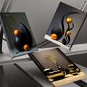 3pcs Black Abstract Canvas Wall Art Modern Still Lifes Ceramic Wall Deco Pictures Black And Orange Shapes Minimalist Posters Prints Paintings for Living Room Bedroom Bathroom Home Decoration