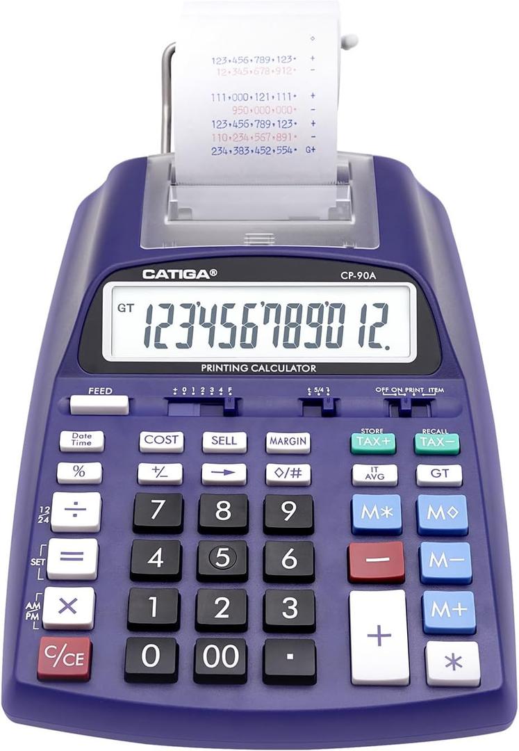 CATIGA New & Upgraded 2025 Printing Calculator Adding Machine 10 Key, Desktop Home Office Calculator with Paper Roll Print Out, Accounting Business Finance (4) Purple)