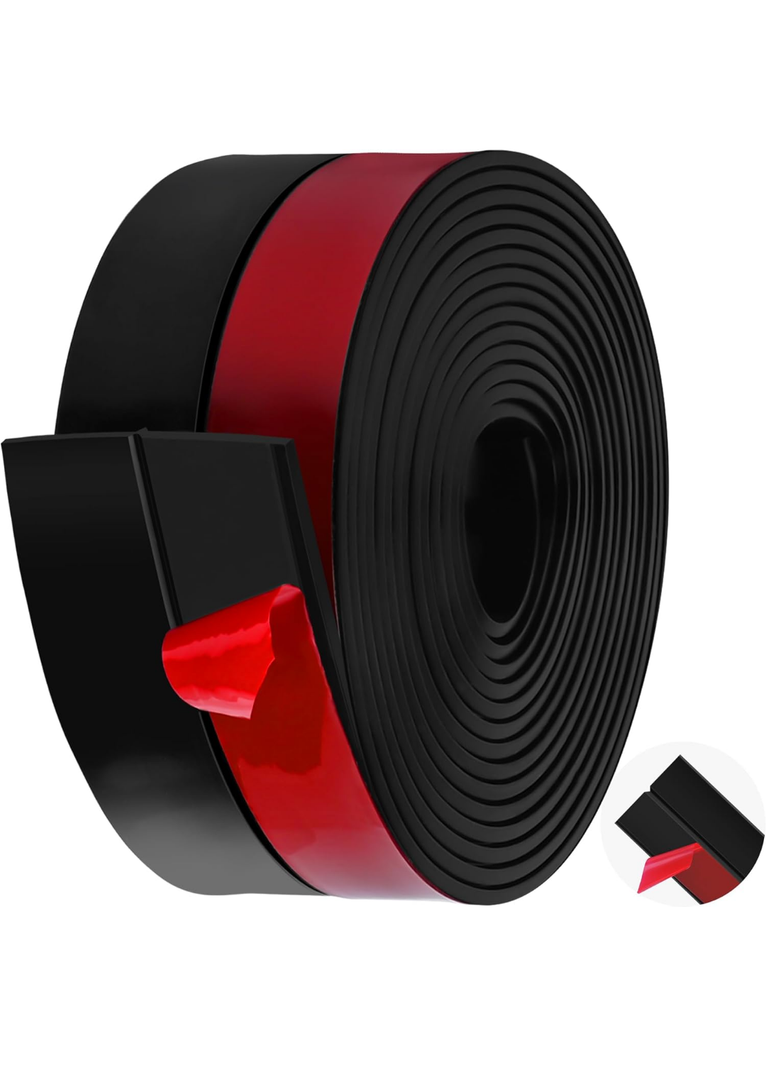 MYFAMIREA Door Weather Stripping 2IN (W) x 10FT (L) Door Draft Stopper Seal Tape Silicone Seal Strip Self Adhesive Shower Sweep Insulation Tape Side Bottom Strip for Sliding Glass Window Gap, Black