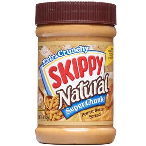 SKIPPY SUPER CHUNK Natural Peanut Butter, Plant Based Protein, 15oz x12 (EXP 08/27/27)
