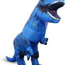 Inflatable Dinosaur Costume Adult, Fancy Halloween Blow up T-Rex Costume Full Body Dino Costume for Cosplay Party (Blue)